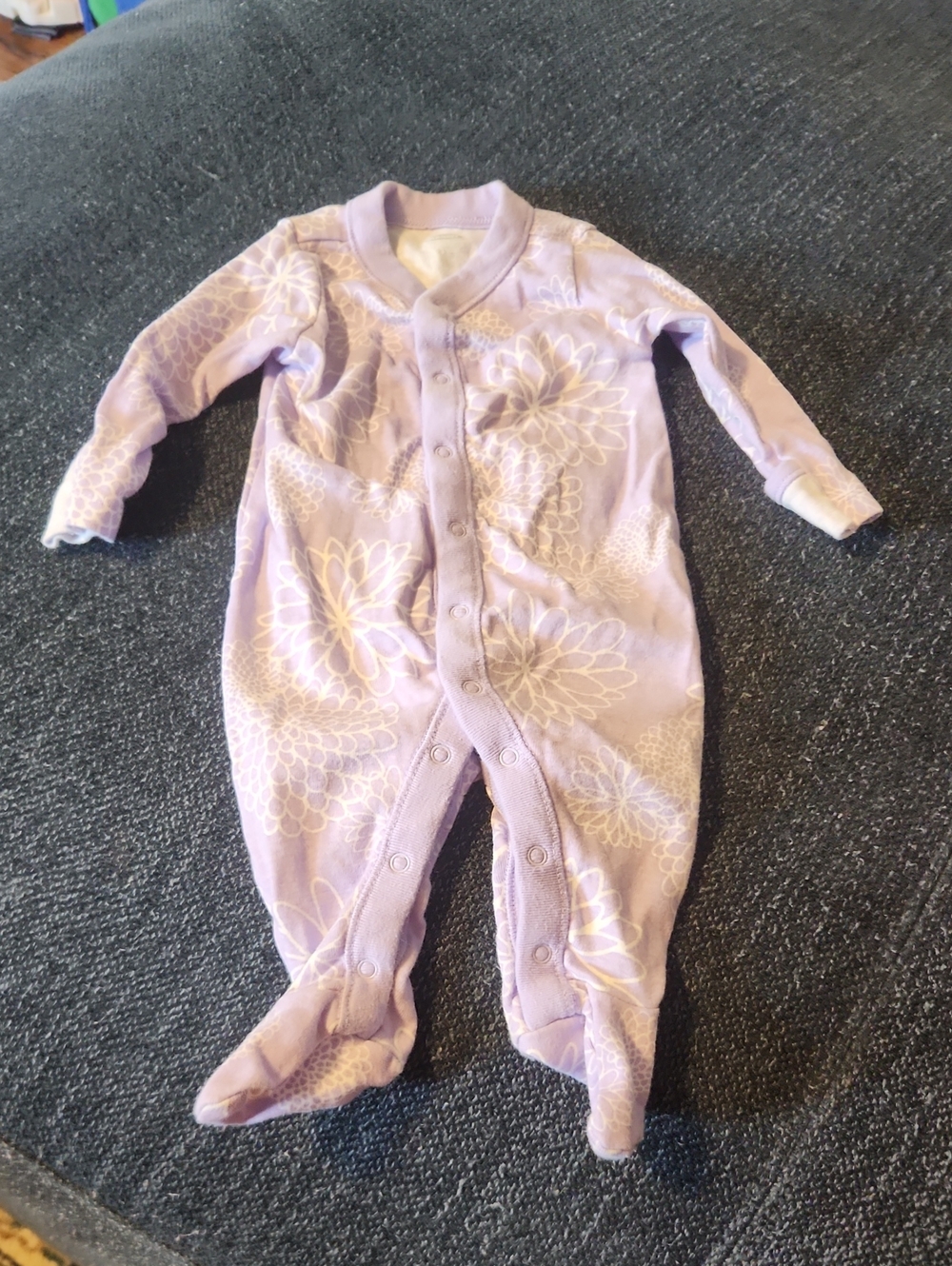 Old Navy Lilac Floral Footed One-Piece With Mits Attached